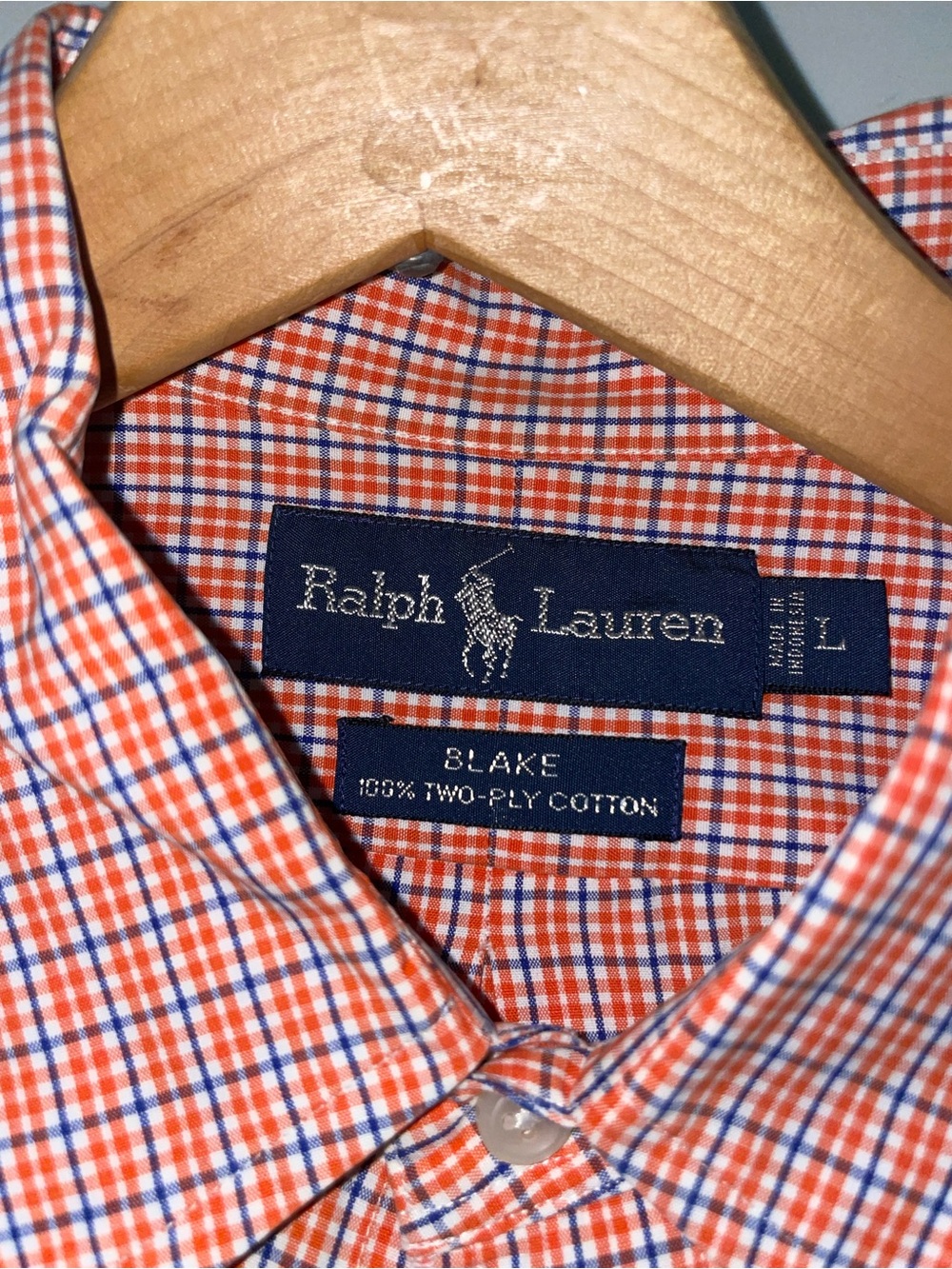 Ralph Lauren Blake Orange and Blue Checked Button-Down Shirt UF Gators Colors L